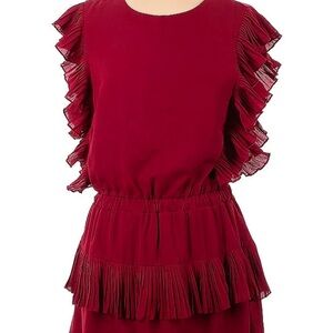NEW W TAGS! TCEC Carolina Days Chic Burgundy Ruffle Dress Small S